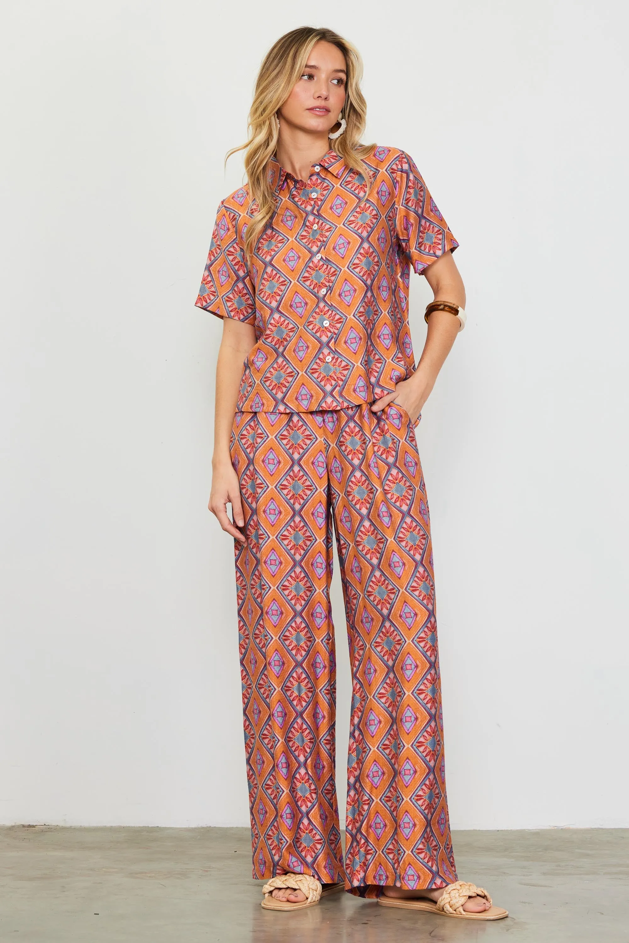 Aspen Print Short Sleeve Blouse