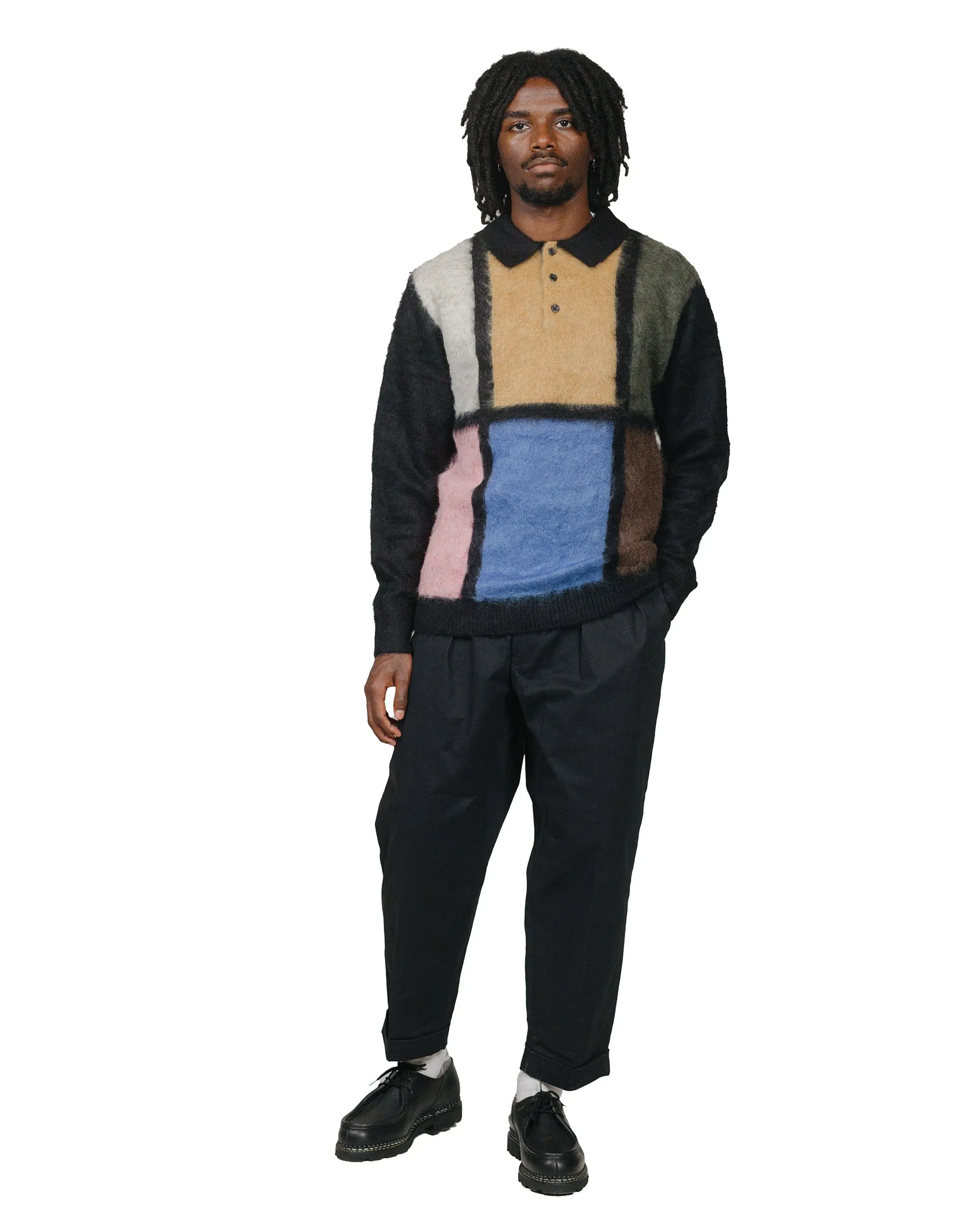 Beams Plus Knit Polo Shaggy Black