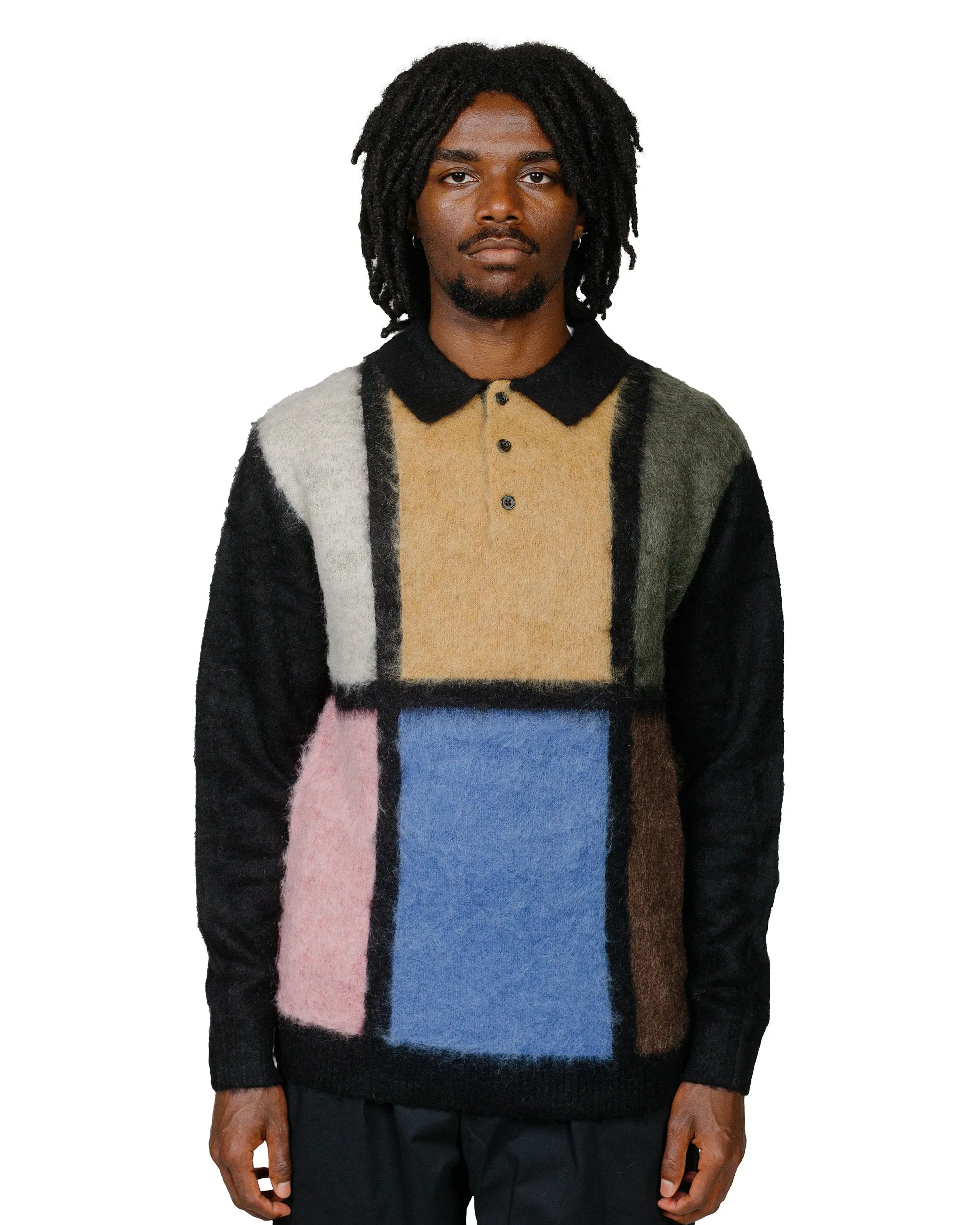 Beams Plus Knit Polo Shaggy Black