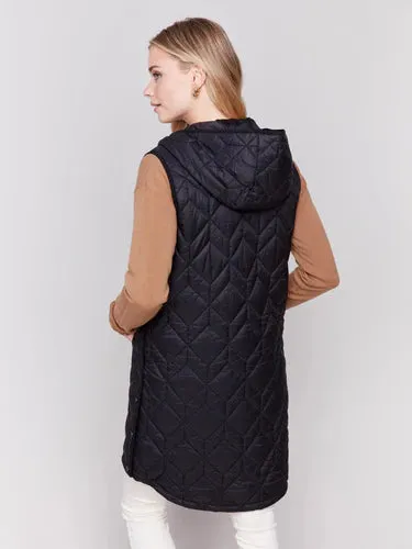 Black Hooded Quilted Vest