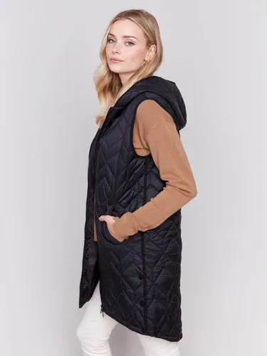 Black Hooded Quilted Vest