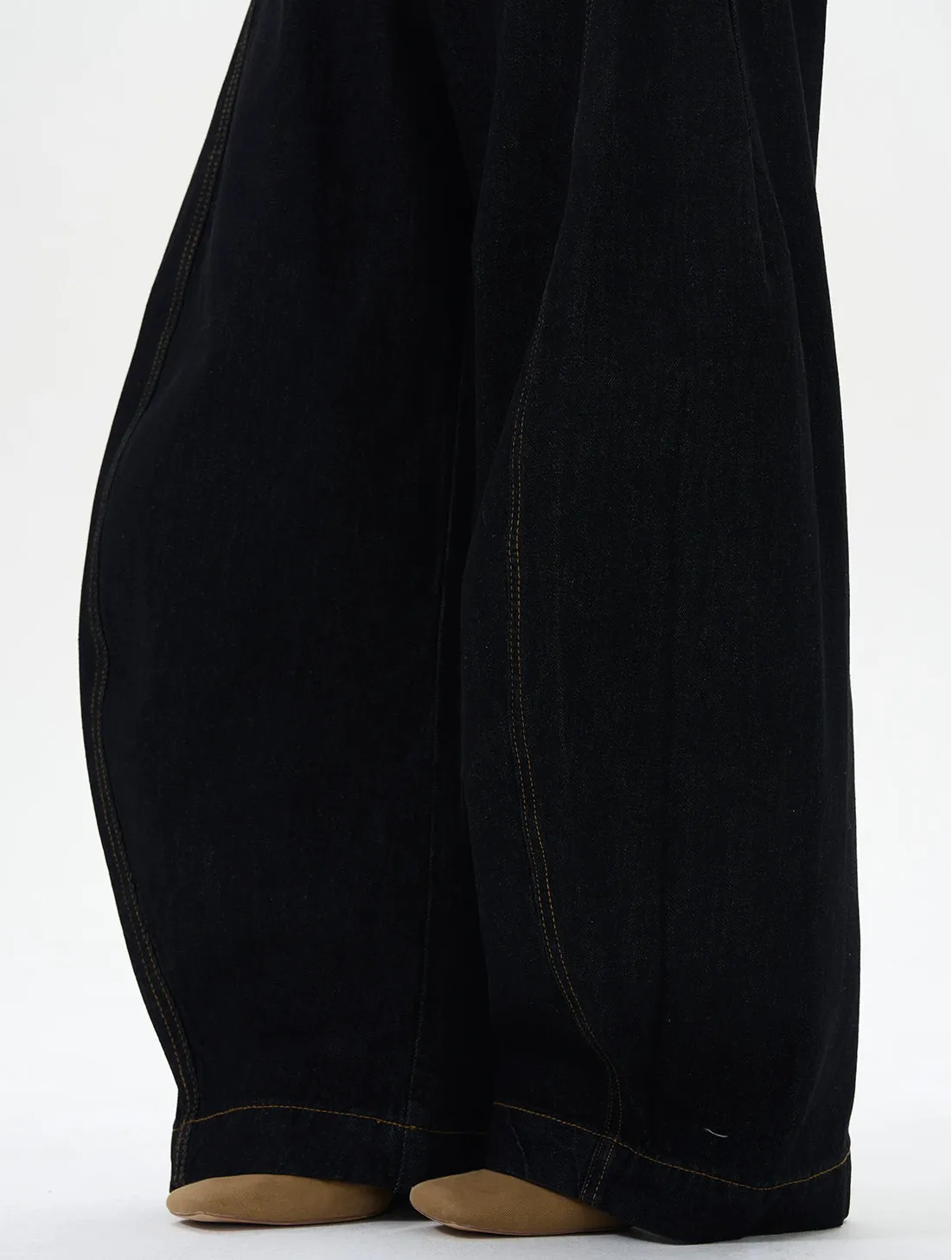 Black Relaxed Fit Straight Jeans