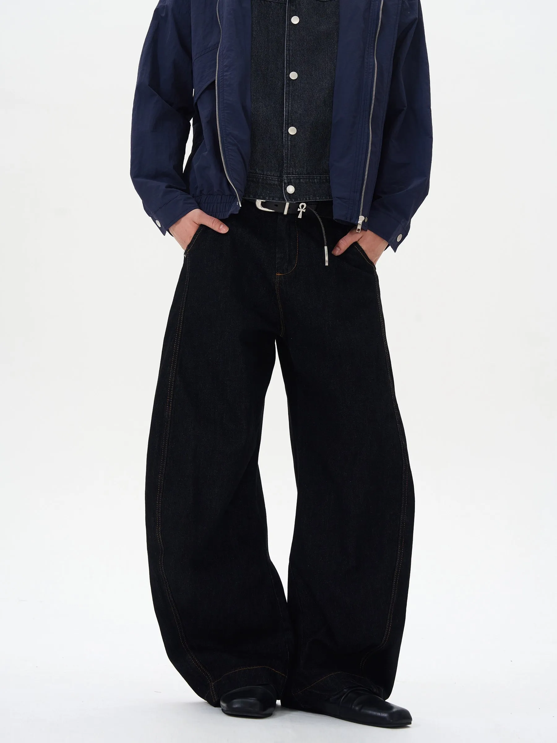 Black Relaxed Fit Straight Jeans