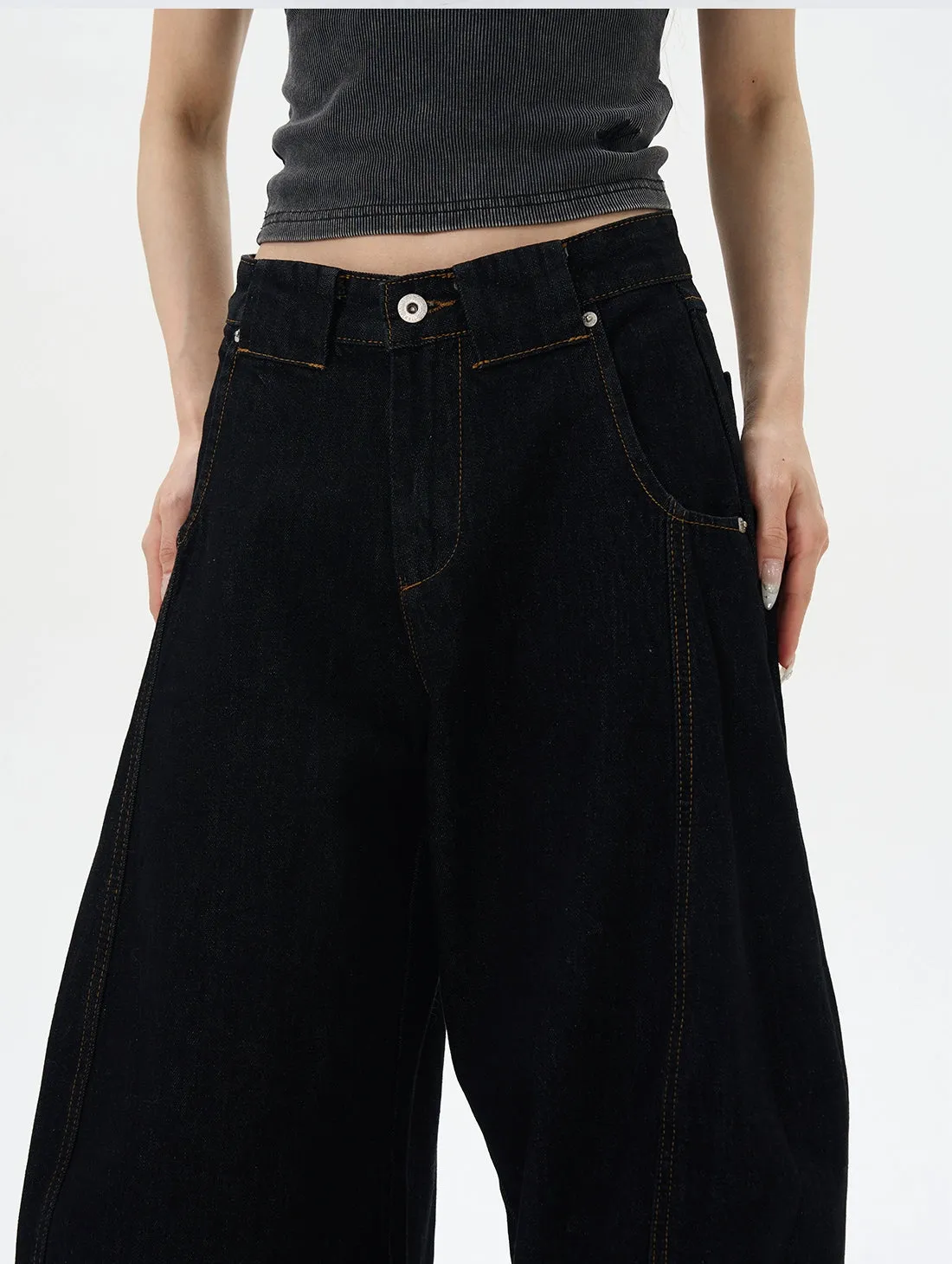 Black Relaxed Fit Straight Jeans
