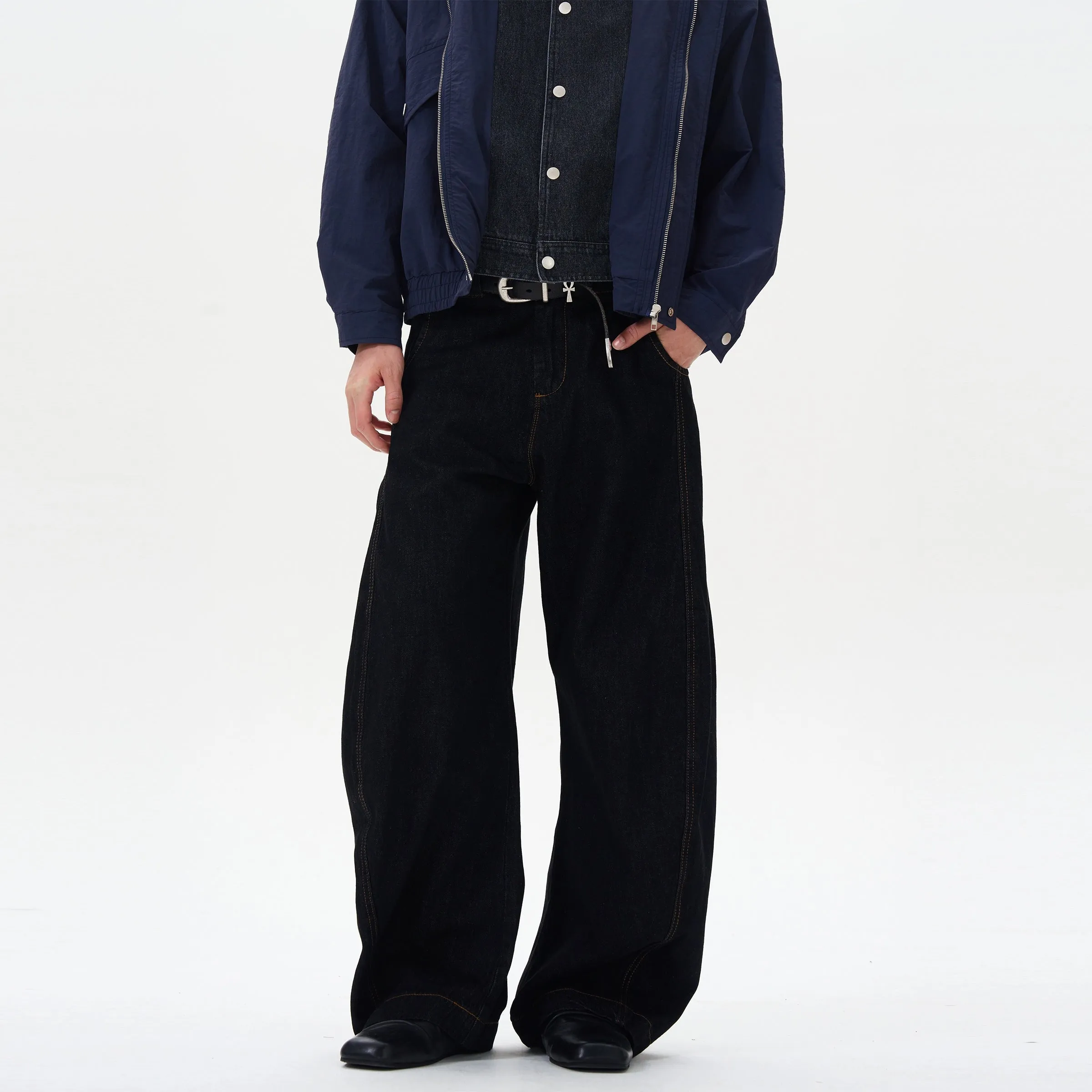 Black Relaxed Fit Straight Jeans