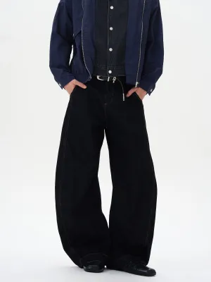Black Relaxed Fit Straight Jeans