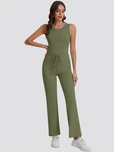 Bloggerlove Womens 2 Piece Outfits Summer Top and Pants Sets Trendy Matching Loungewear 2024 Lounge Tracksuits Fashion