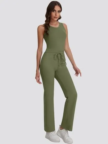 Bloggerlove Womens 2 Piece Outfits Summer Top and Pants Sets Trendy Matching Loungewear 2024 Lounge Tracksuits Fashion