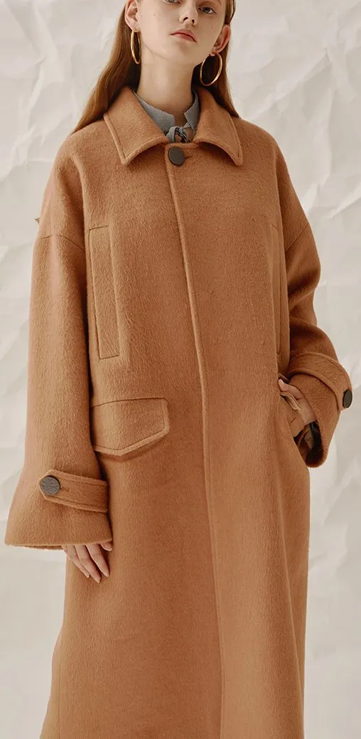 Camel Wool-Blend Coat