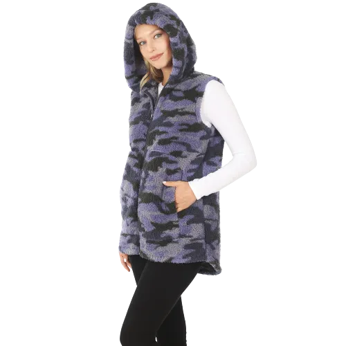 Camo Sherpa Hooded Vest