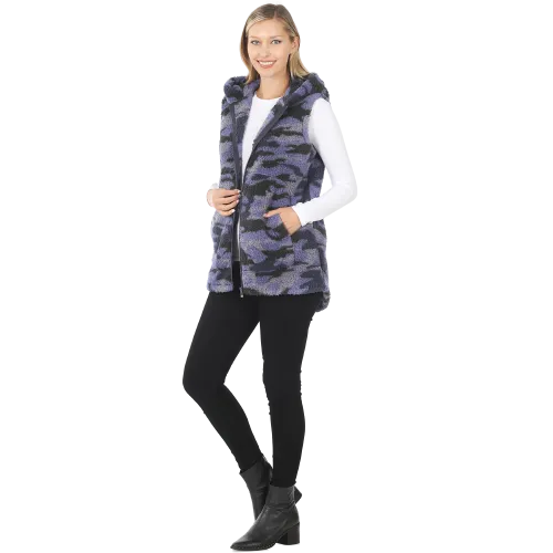 Camo Sherpa Hooded Vest