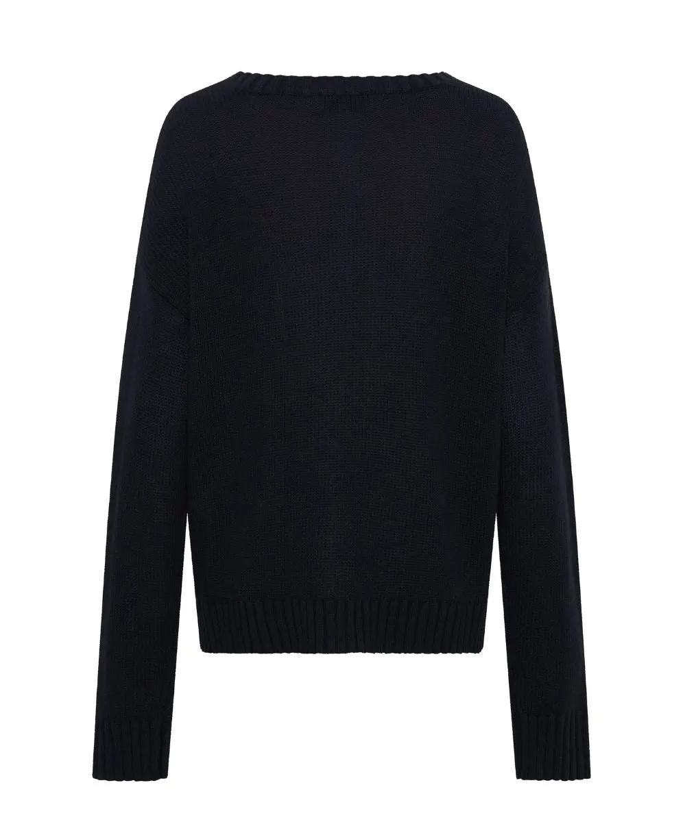 Classic Pocket Chunky Knit Sweater Black - Black