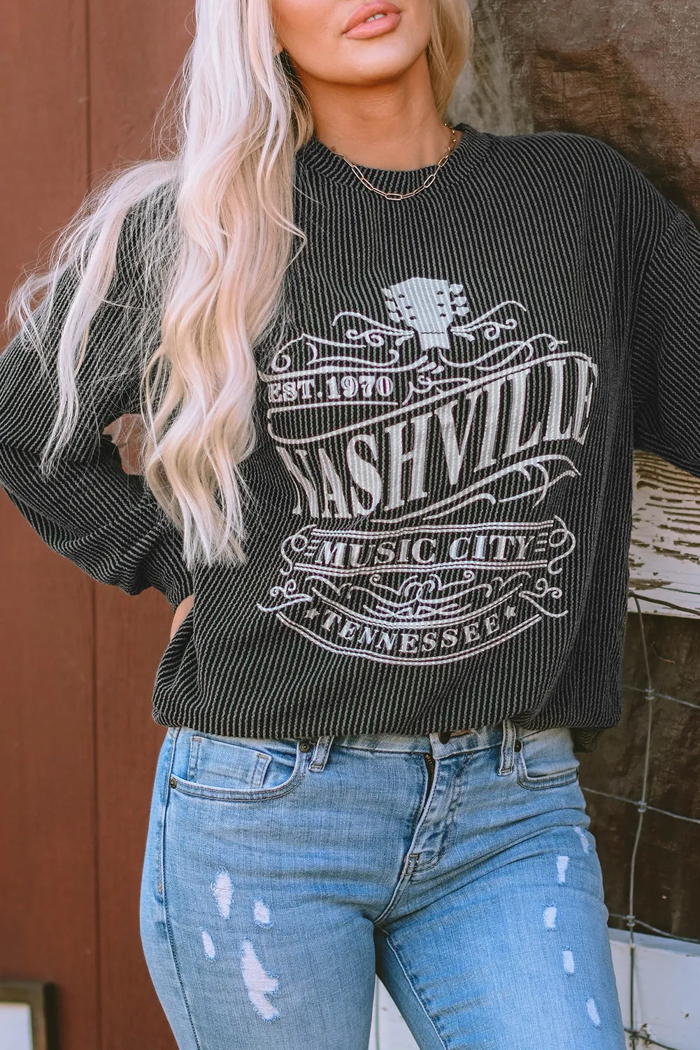 Corded Graphic Sweatshirt