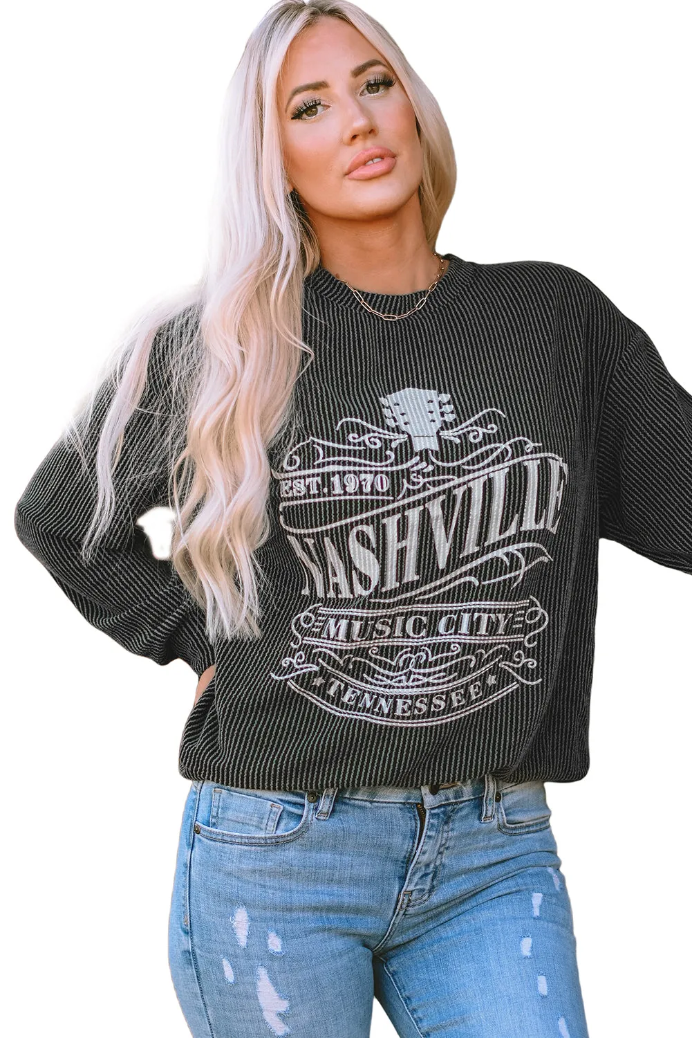 Corded Graphic Sweatshirt