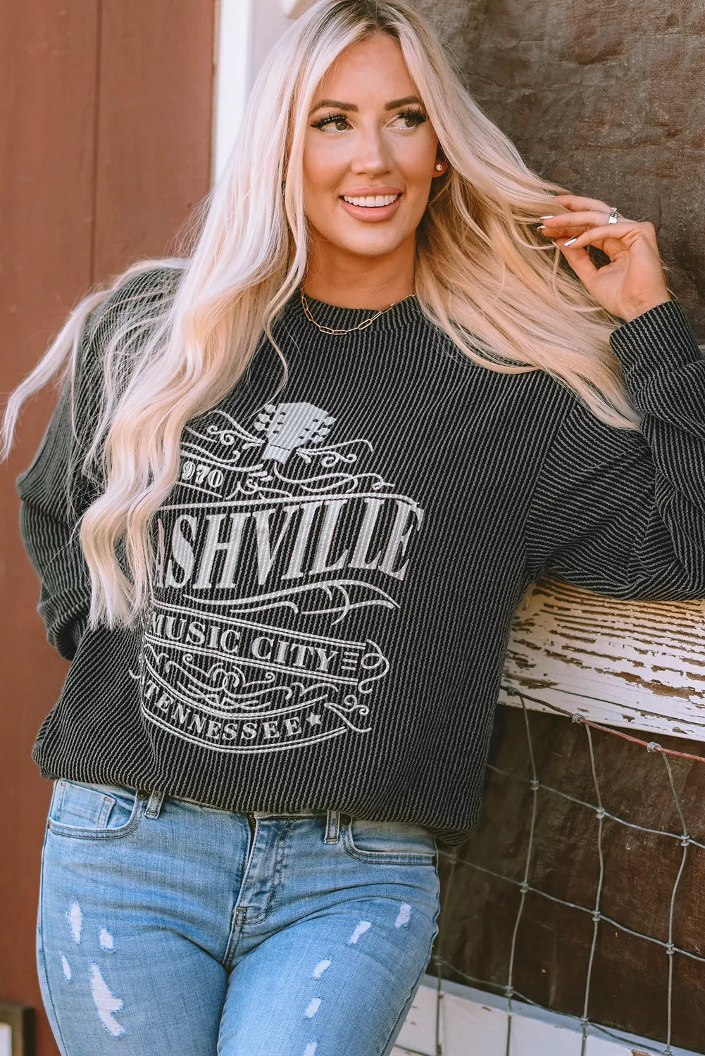 Corded Graphic Sweatshirt