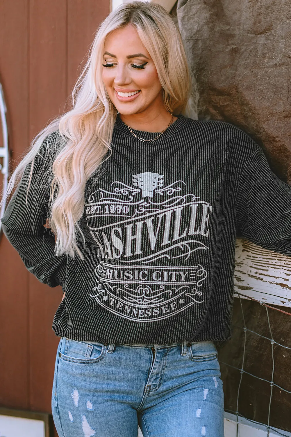 Corded Graphic Sweatshirt