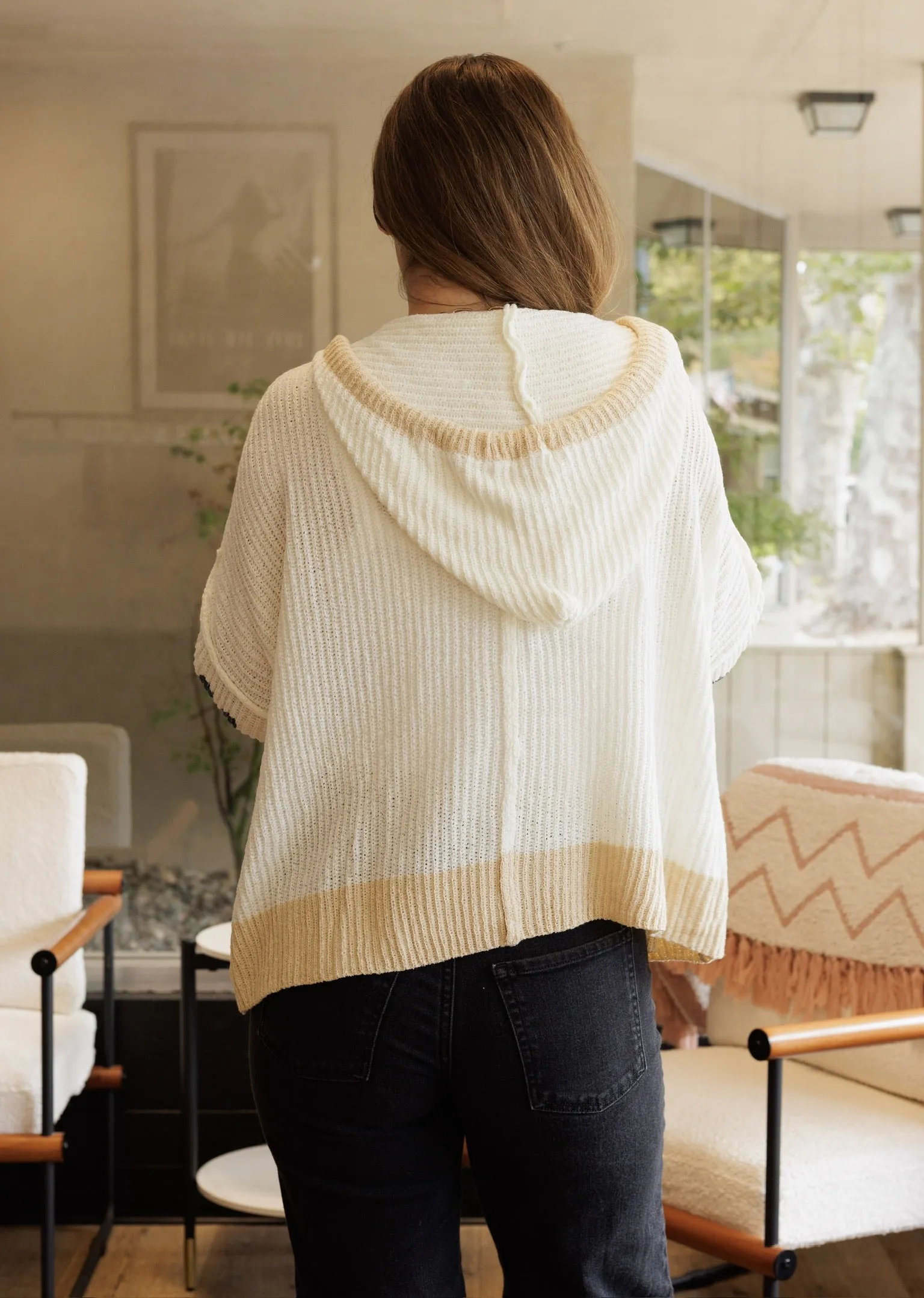 Daisy Hooded Crochet Quarter Sleeve Top