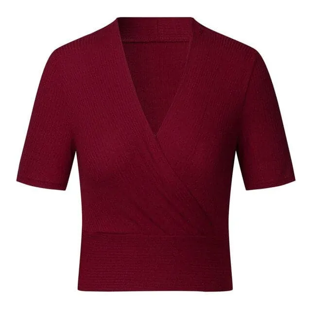 DressBetty - Womens Summer Sexy Casual Solid Deep V Neck Blouse Tops