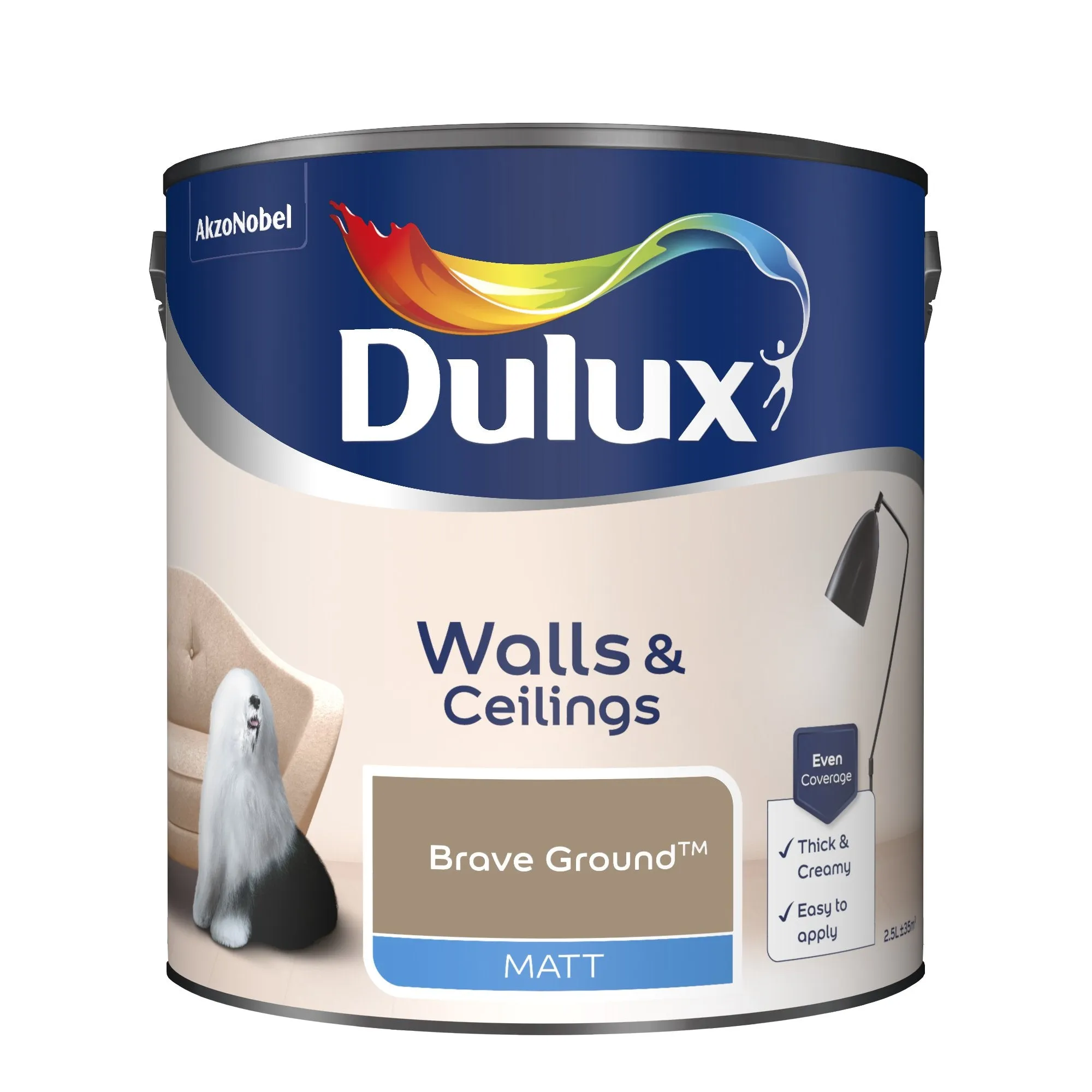 Dulux Matt Emulsion Paint For Walls And Ceilings - Brave Ground 2.5L