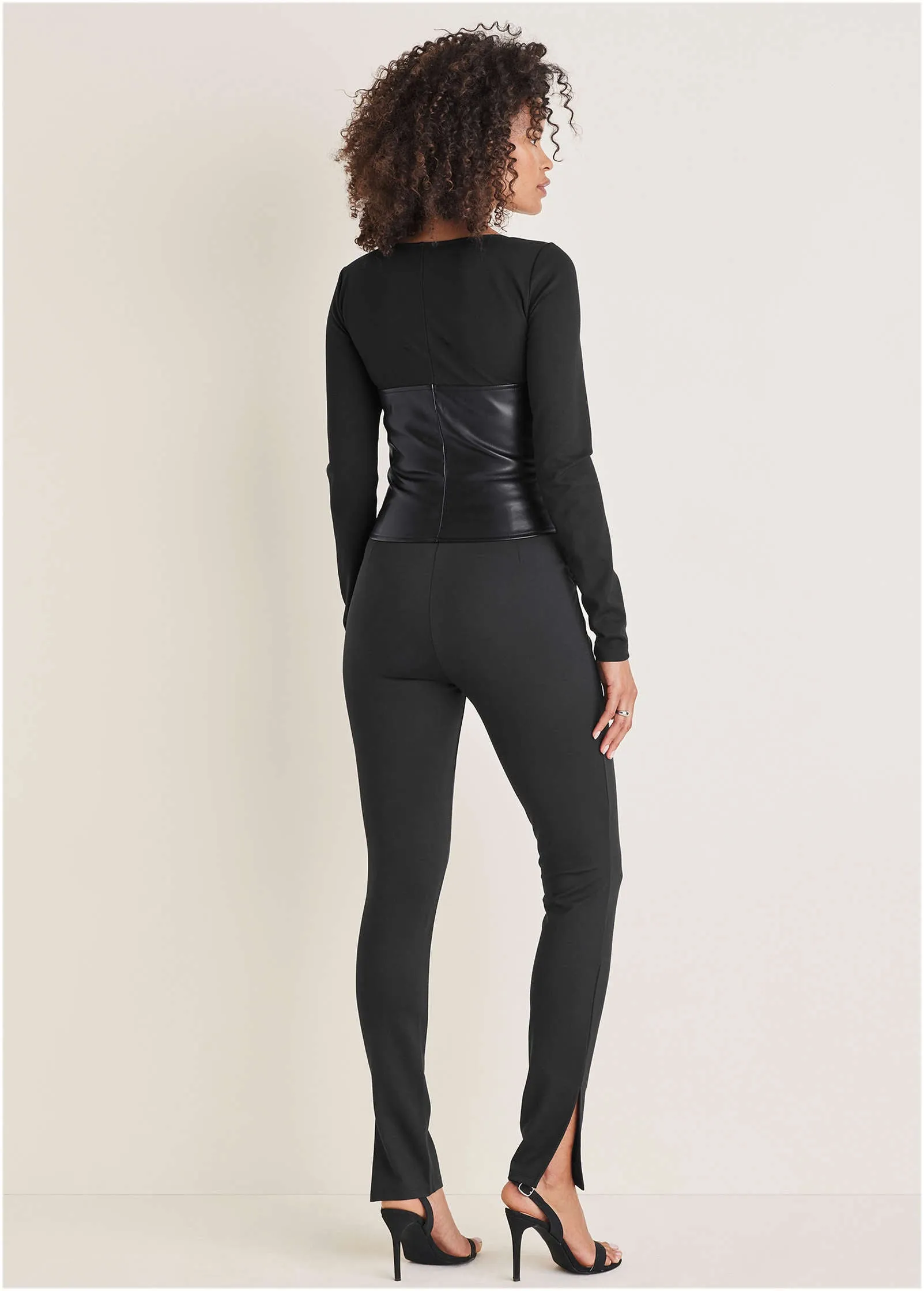 Faux Leather Corset Top - Black