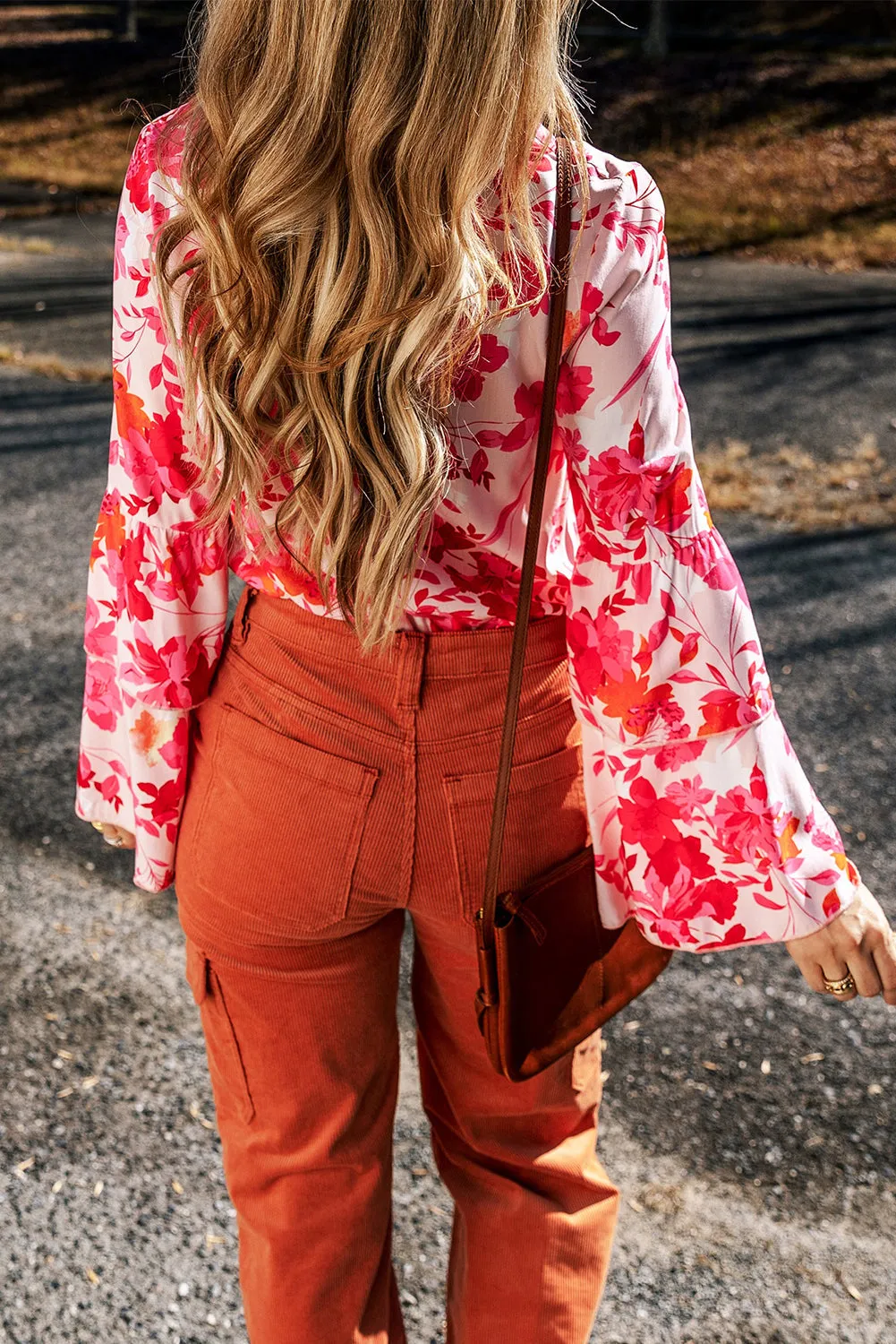 Floral Print Tiered Bell Buttoned Bodysuit