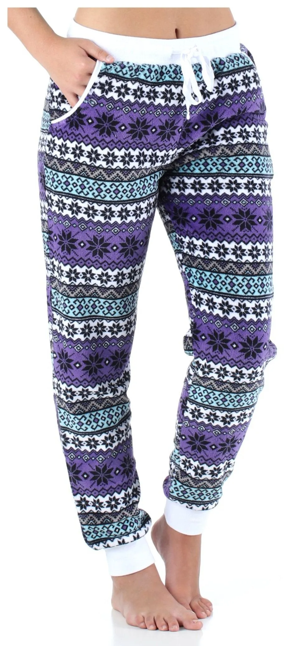 Frankie & Johnny Women’s Plush Fleece Lounge Pajama Pants with Pockets