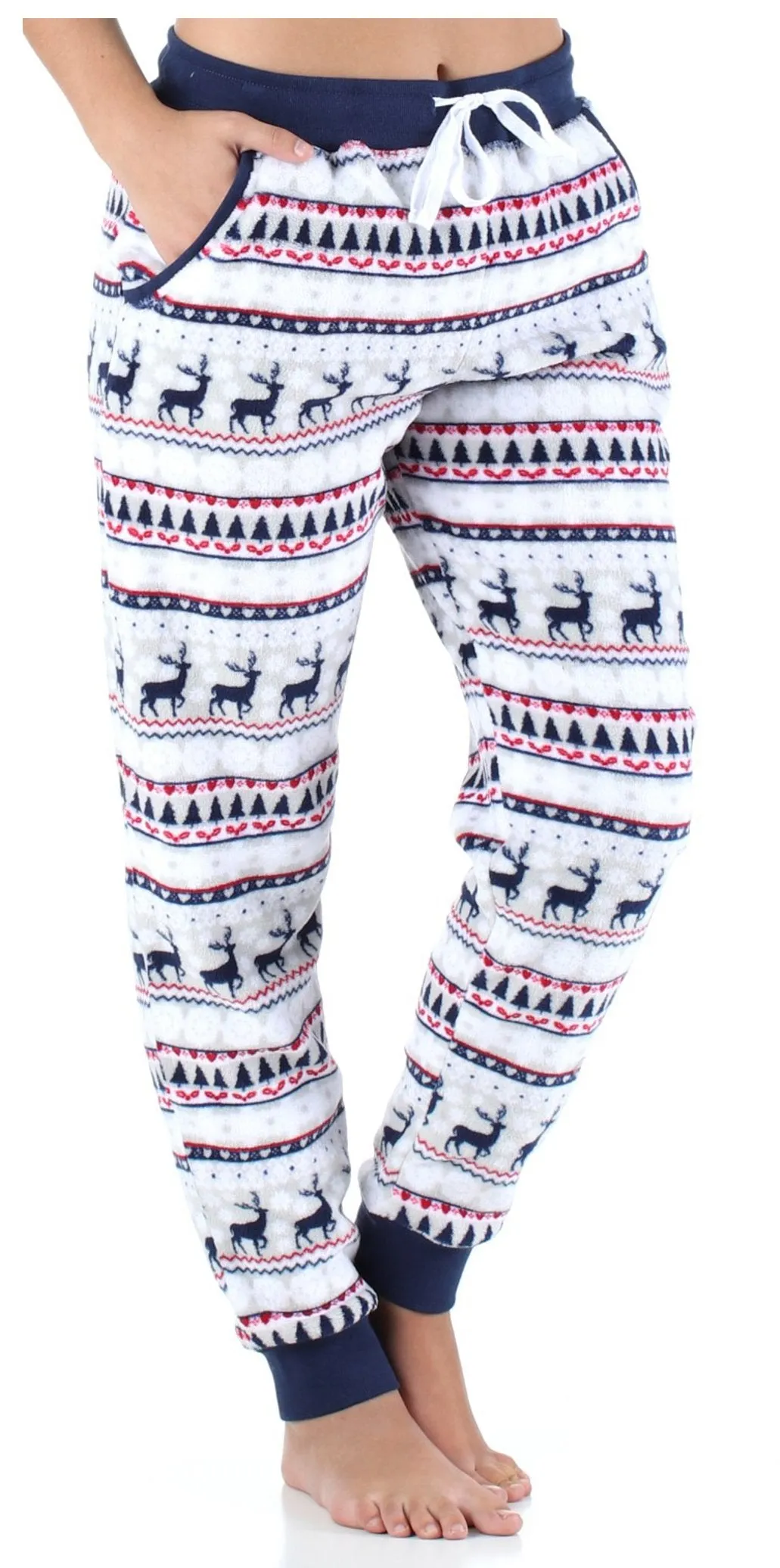 Frankie & Johnny Women’s Plush Fleece Lounge Pajama Pants with Pockets