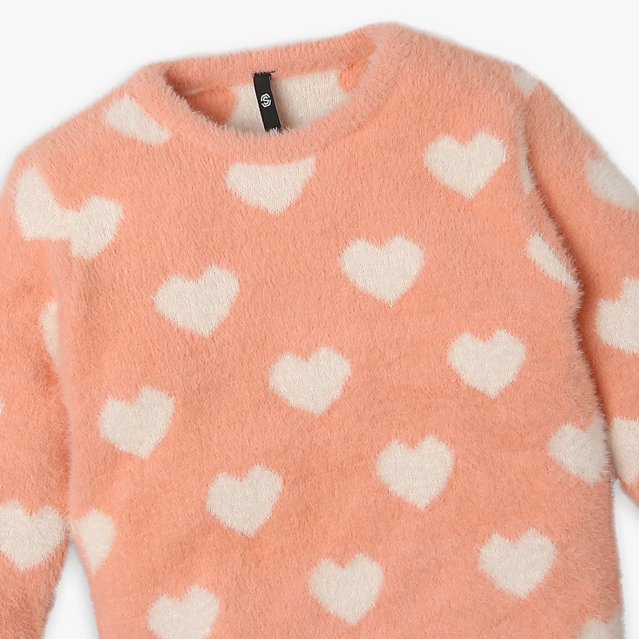 Girls Regular Fit Jacquard Sweater