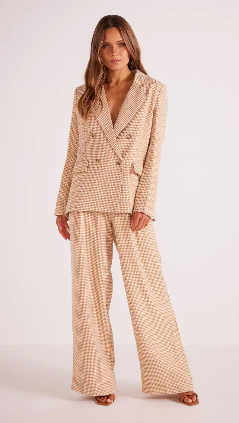 KENNEDY WIDE LEG PANTS - TAN/WHITE