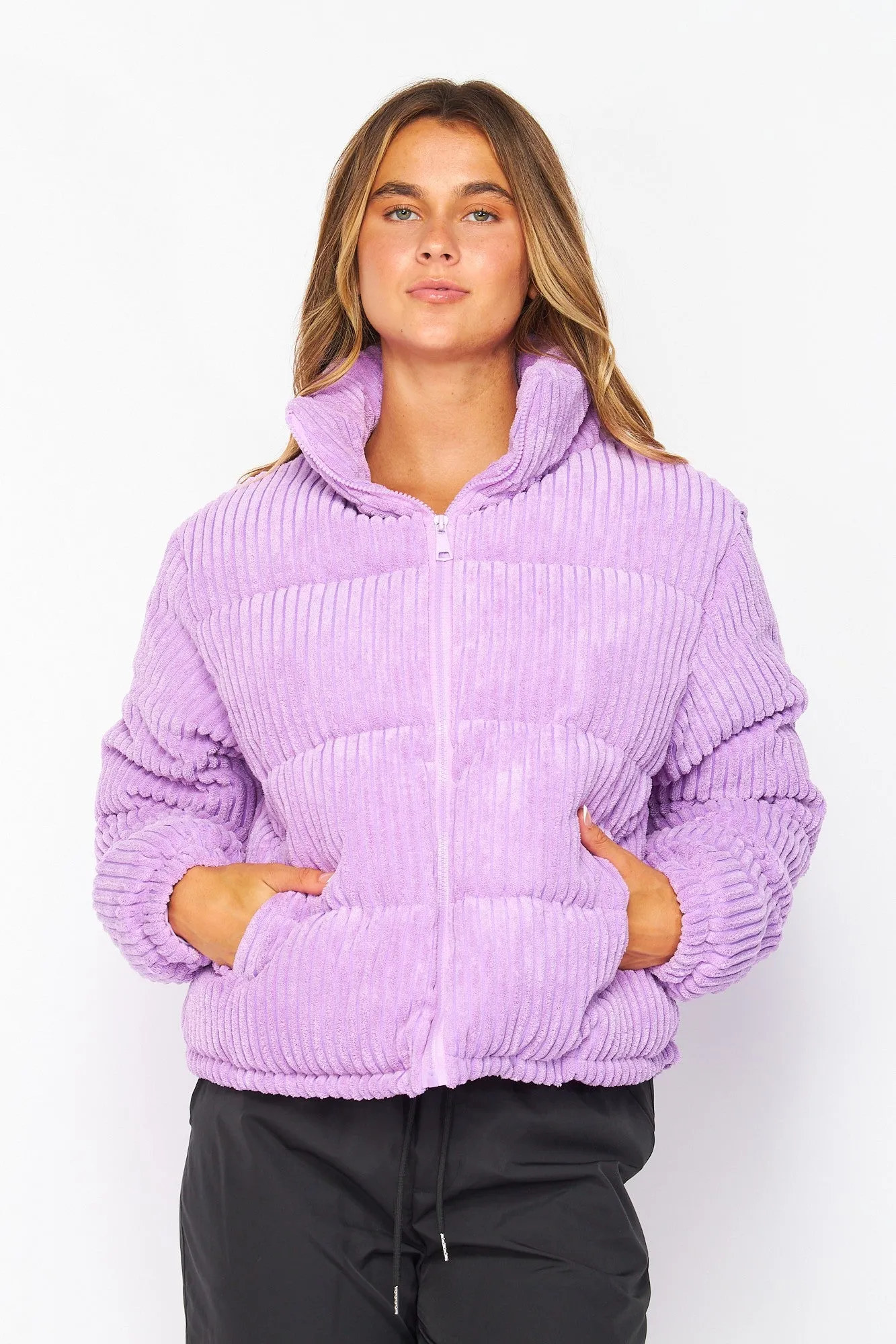 Lady Lilac Jacket Corduroy Stage Puffer Jacket