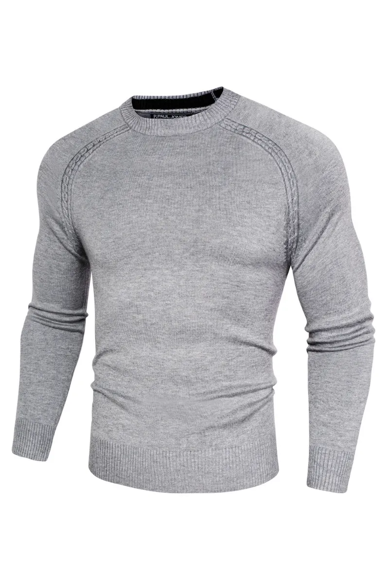 Men Stylish Sweater Long Raglan Sleeve Crew Neck Ribbed Cuff Pullover