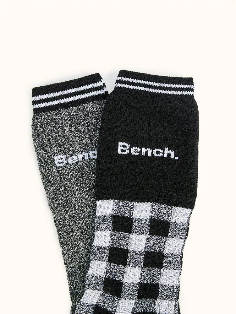 Men's Full Cushion Thermal Crew Socks (2 Pairs) - Black/White