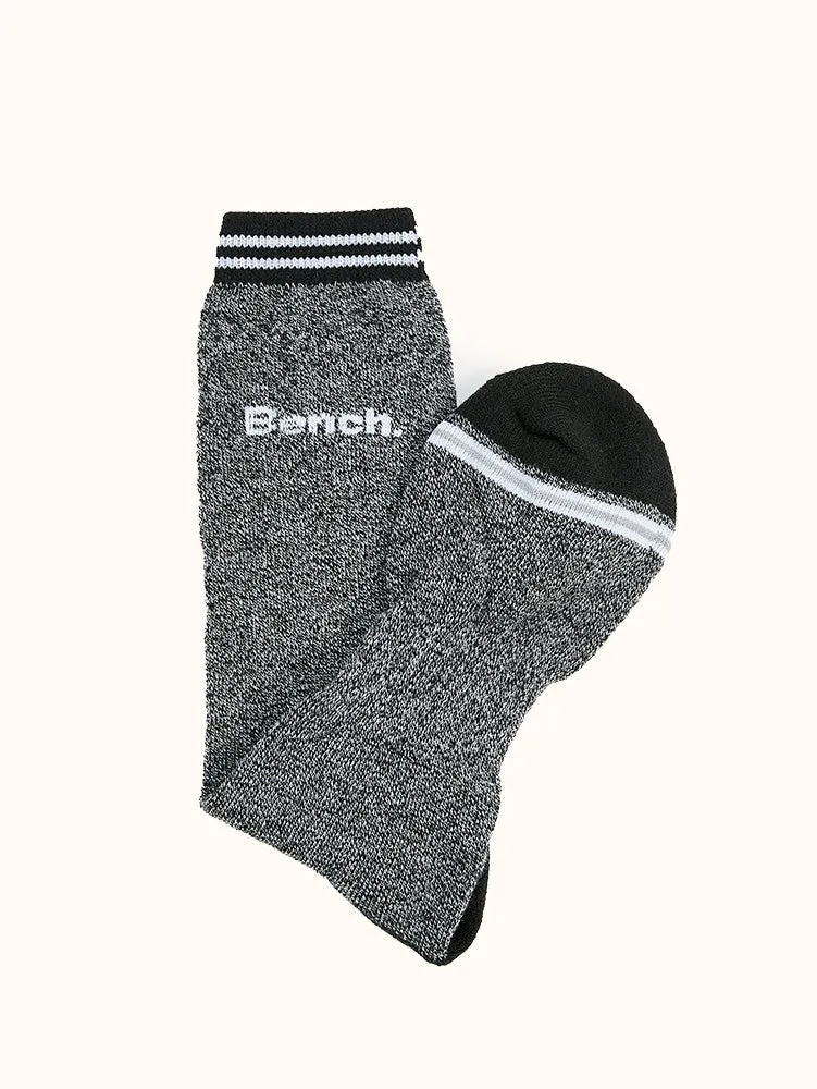 Men's Full Cushion Thermal Crew Socks (2 Pairs) - Black/White