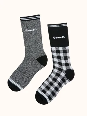 Men's Full Cushion Thermal Crew Socks (2 Pairs) - Black/White