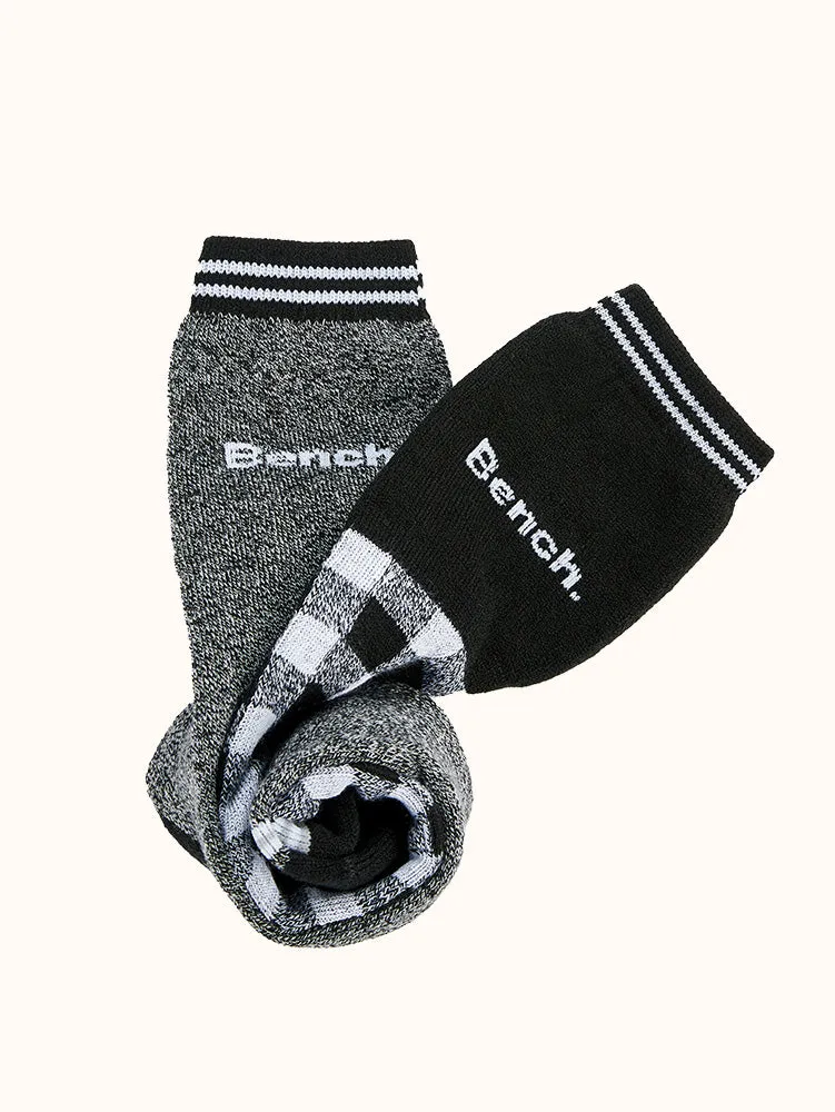 Men's Full Cushion Thermal Crew Socks (2 Pairs) - Black/White