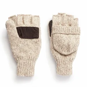 Men's Insulated Ragg Wool Pop-Top Mitten Fingerless glove