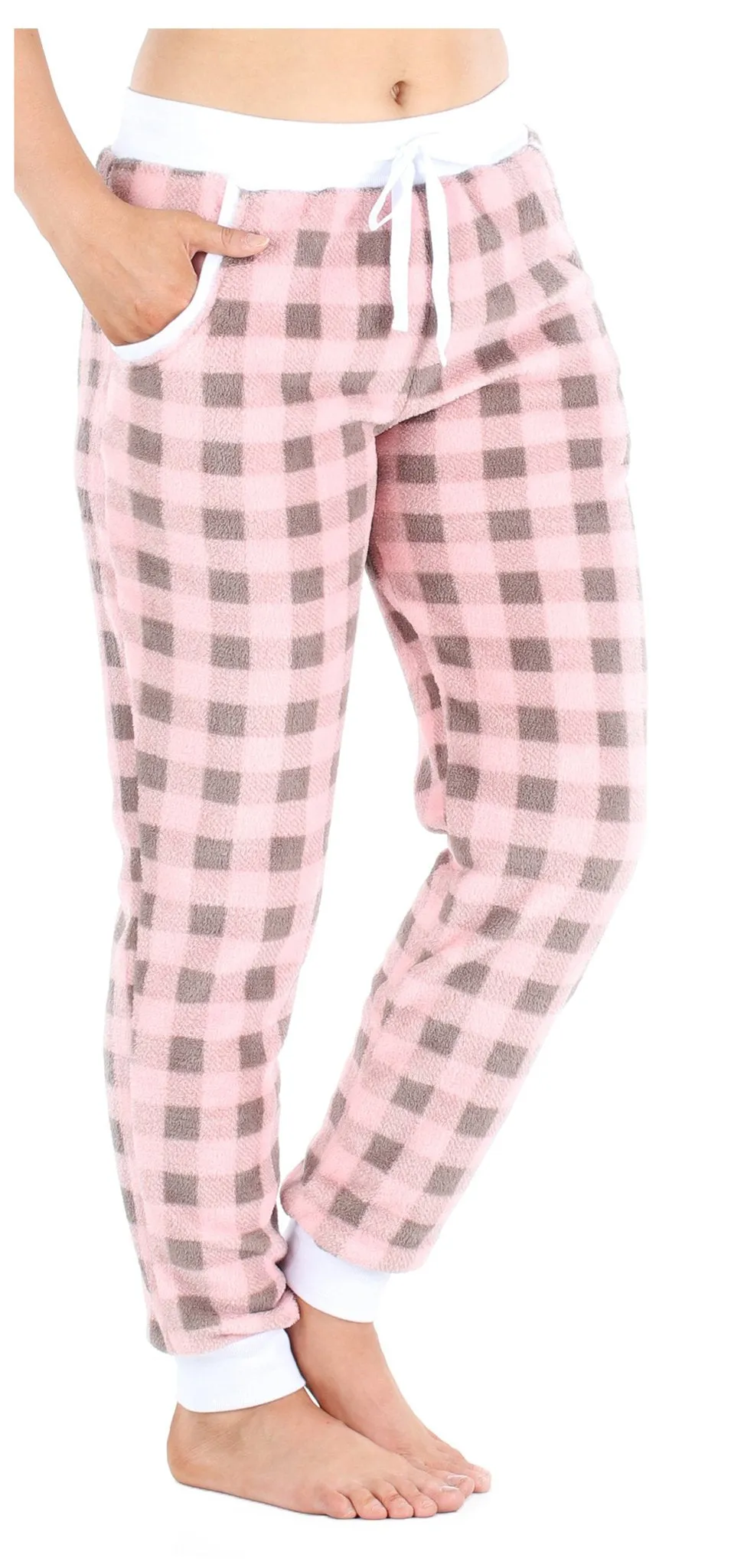 PajamaMania Women's Plush Fleece Lounge Pajama Pants with Pockets