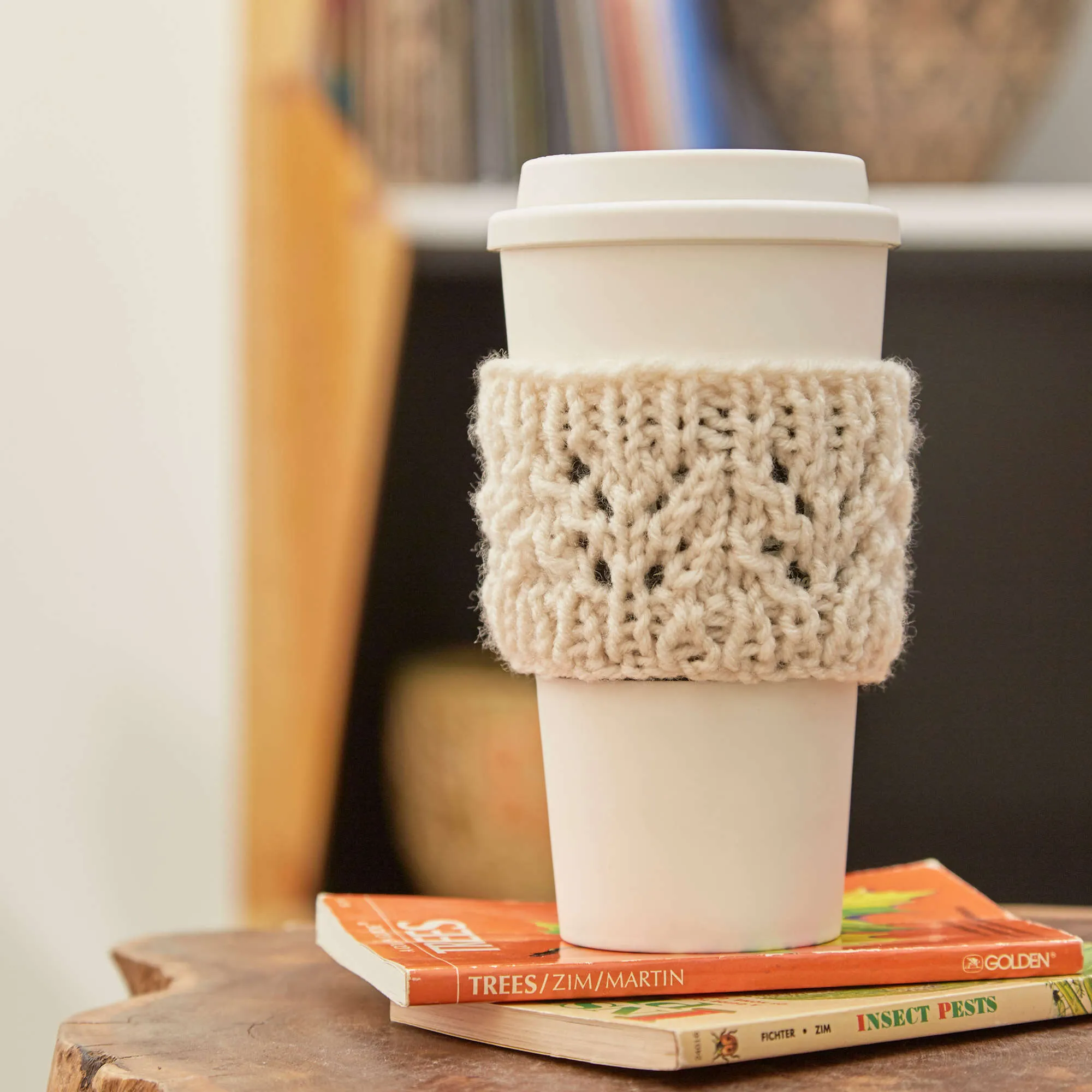 Red Heart Lacy Knit Cup Cozy