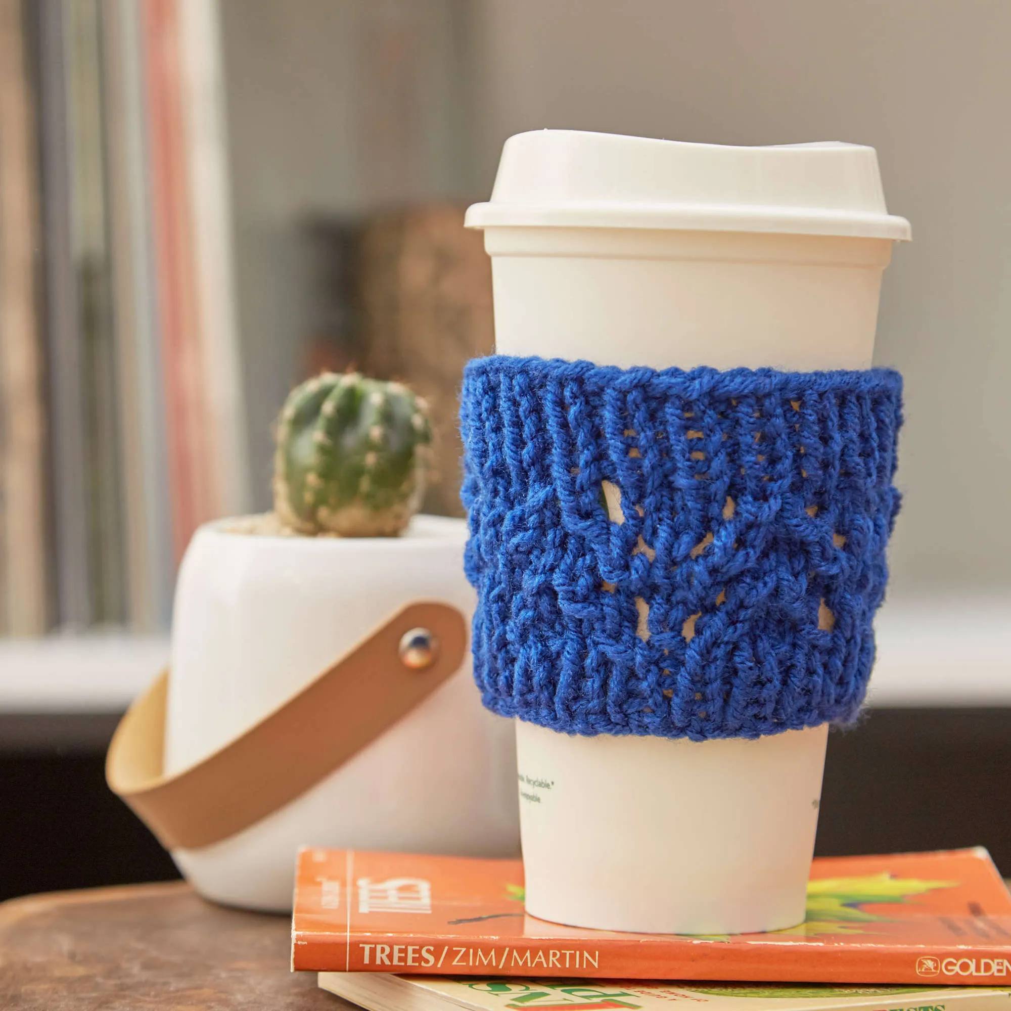 Red Heart Lacy Knit Cup Cozy