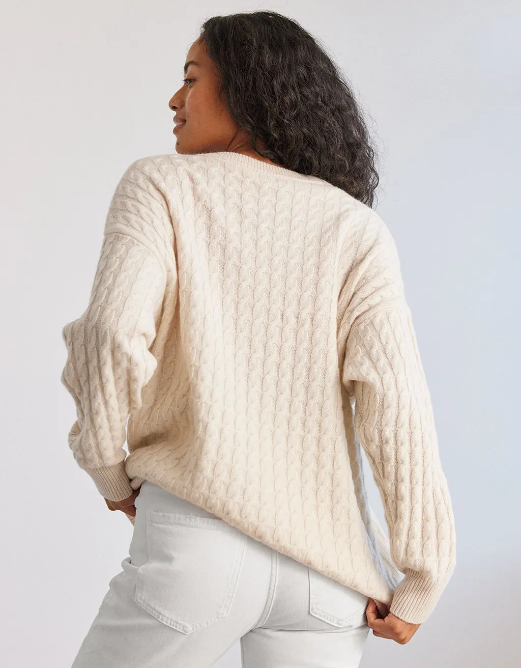 unsubscribed cashmere cable v neck pullover sweater