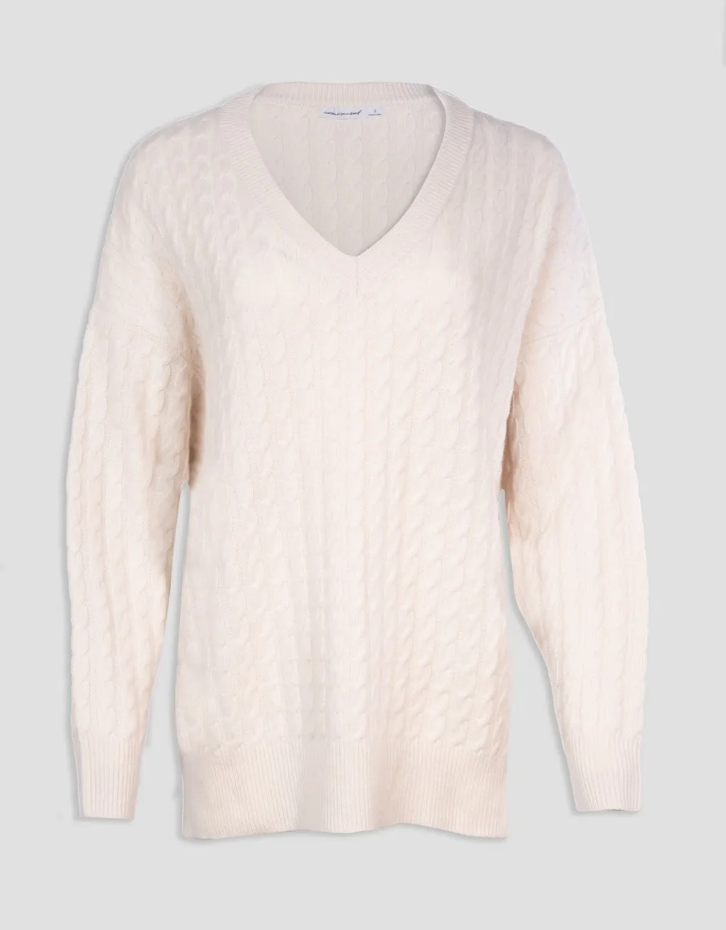 unsubscribed cashmere cable v neck pullover sweater