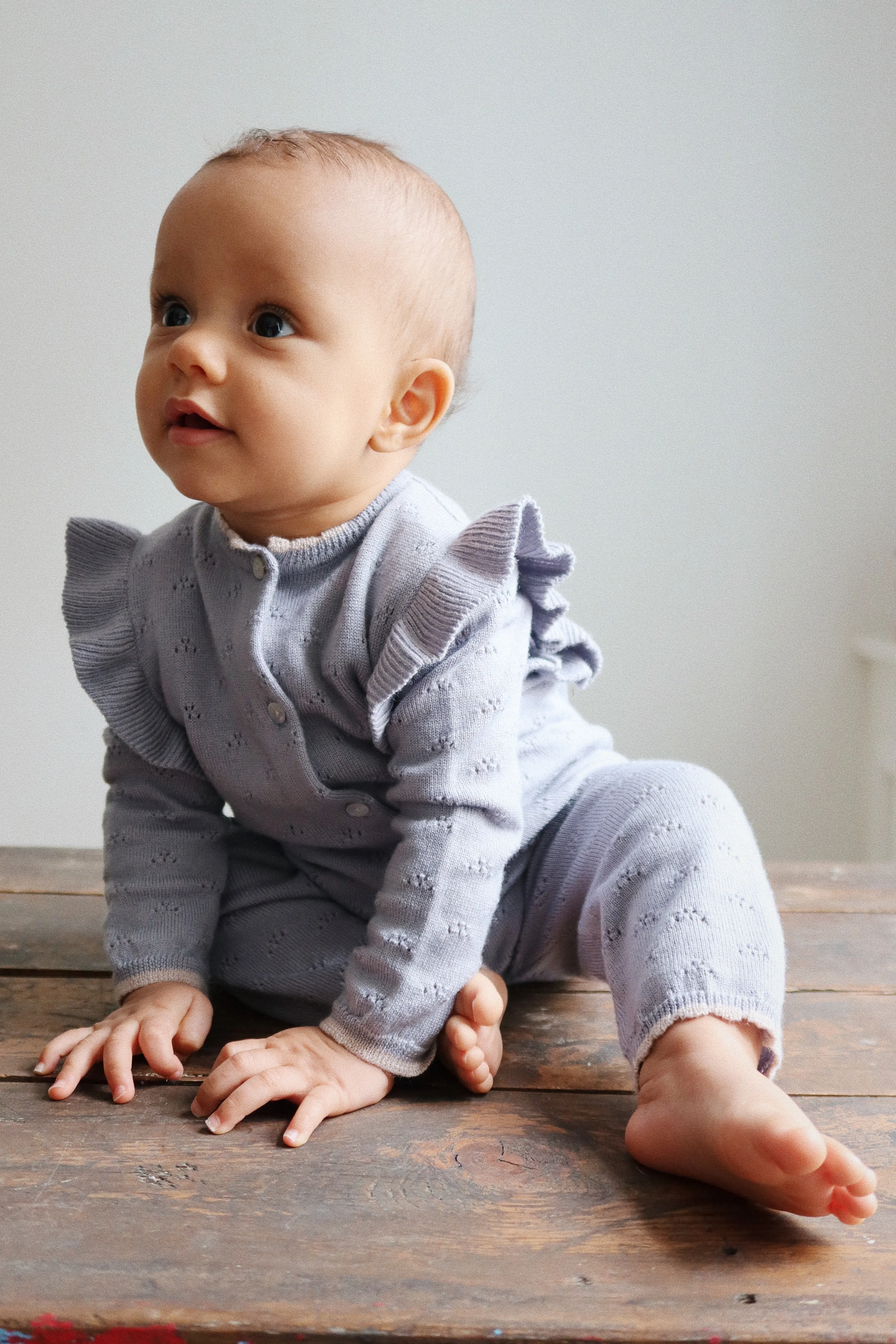Valkan Pointelle Knit Baby Onesie