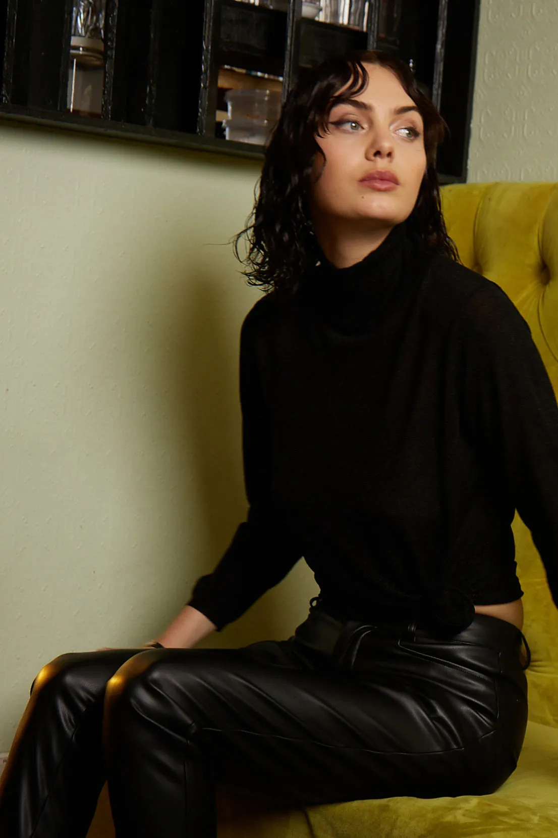 VEGAN LEATHER TUX PANT